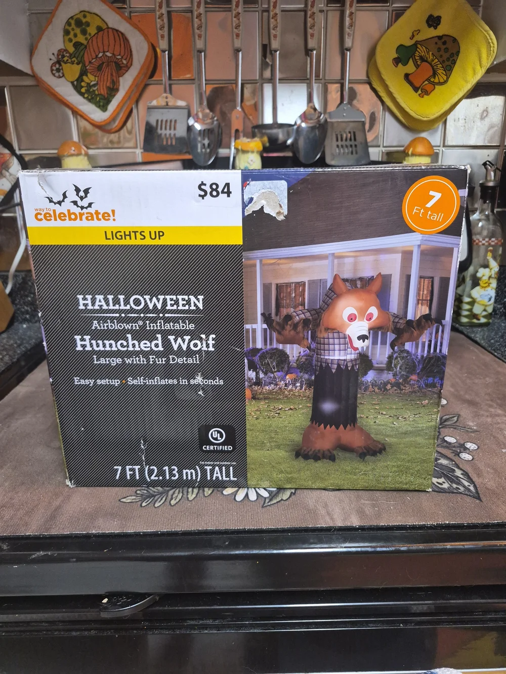The Wav to Celebrate! Halloween Airblown 7 ft Lighted Wolf Inflatable in multico